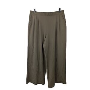 NWT Garnet Hill Olive Green Tencel Wide Leg Knit Trousers